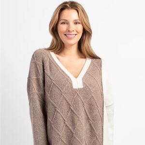 Habitat Women's V-Neck Sweater in Brown and Cream